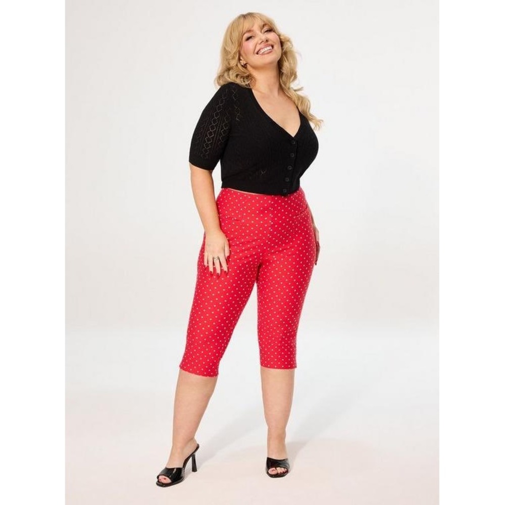 Torrid Pants Womens 1 Retro Chic Red Polka Dot Pedal Pusher NWOT